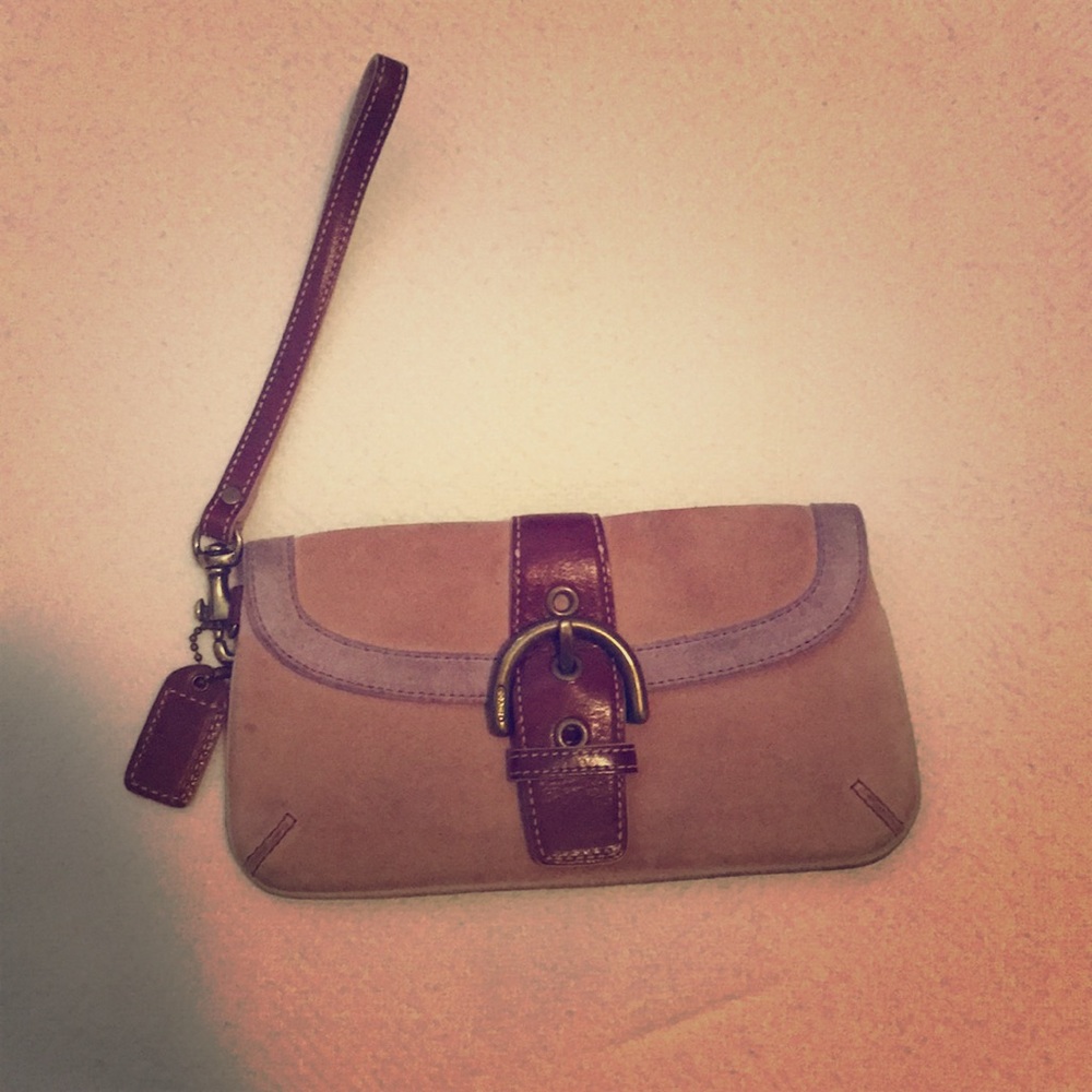 Suede Coach wristlet